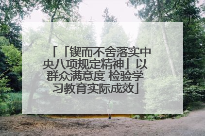 「锲而不舍落实中央八项规定精神」以群众满意度 检验学习教育实际成效