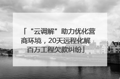 “云调解”助力优化营商环境，20天远程化解百万工程欠款纠纷