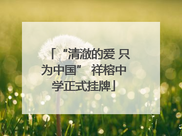 “清澈的爱 只为中国” 祥榕中学正式挂牌
