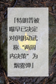 特朗普被曝早已决定对伊朗动武 称“两周内决策”为烟雾弹