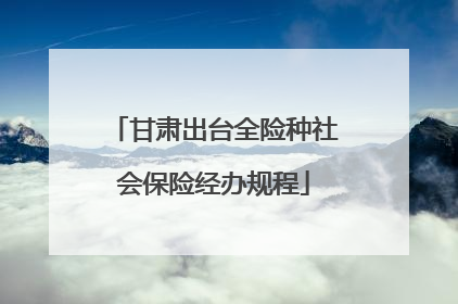 甘肃出台全险种社会保险经办规程