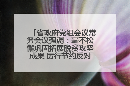 省政府党组会议常务会议强调：毫不松懈巩固拓展脱贫攻坚成果 厉行节约反对浪费弘扬优良作风