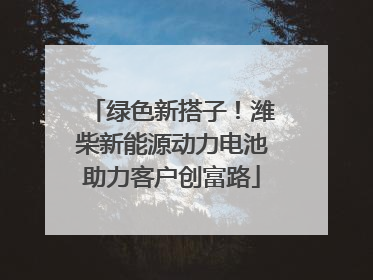绿色新搭子！潍柴新能源动力电池助力客户创富路