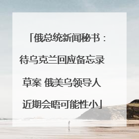 俄总统新闻秘书：待乌克兰回应备忘录草案 俄美乌领导人近期会晤可能性小