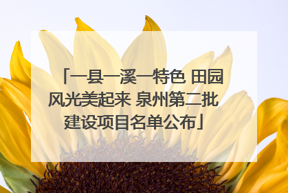 一县一溪一特色 田园风光美起来 泉州第二批建设项目名单公布