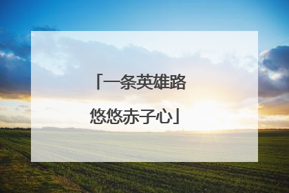 一条英雄路 悠悠赤子心