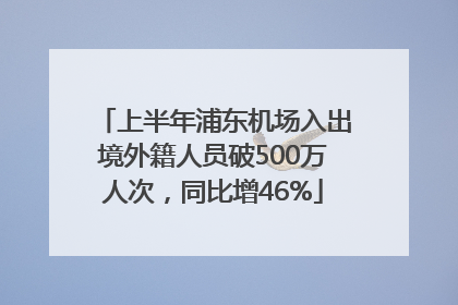 上半年浦东机场入出境外籍人员破500万人次，同比增46%