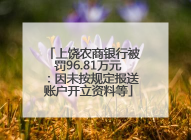 上饶农商银行被罚96.81万元：因未按规定报送账户开立资料等