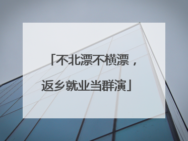 不北漂不横漂，返乡就业当群演