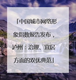 中国城市网络形象指数报告发布，泸州：治理、宜居方面的双优典范