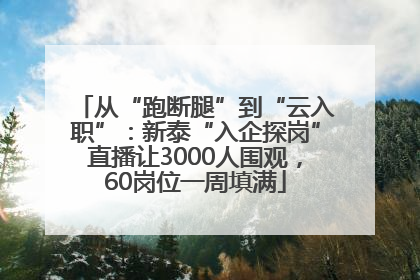 从“跑断腿”到“云入职”：新泰“入企探岗”直播让3000人围观，60岗位一周填满