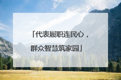 代表履职连民心，群众智慧筑家园