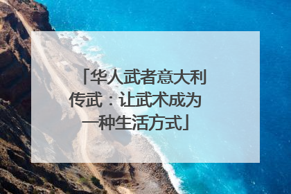 华人武者意大利传武：让武术成为一种生活方式