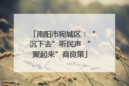 南阳市宛城区：“沉下去”听民声 “聚起来”商良策