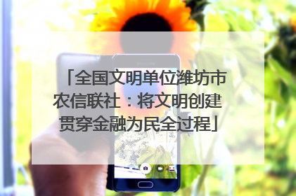 全国文明单位潍坊市农信联社：将文明创建贯穿金融为民全过程