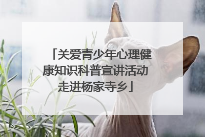 关爱青少年心理健康知识科普宣讲活动走进杨家寺乡