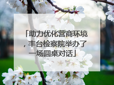 助力优化营商环境，丰台检察院举办了一场圆桌对话