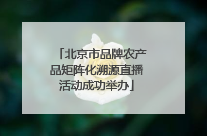 北京市品牌农产品矩阵化溯源直播活动成功举办