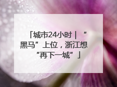 城市24小时｜“黑马”上位，浙江想“再下一城”