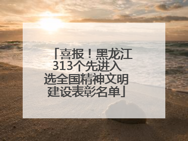 喜报！黑龙江313个先进入选全国精神文明建设表彰名单