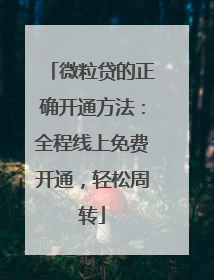 微粒贷的正确开通方法：全程线上免费开通，轻松周转