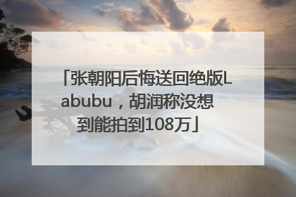 张朝阳后悔送回绝版Labubu，胡润称没想到能拍到108万