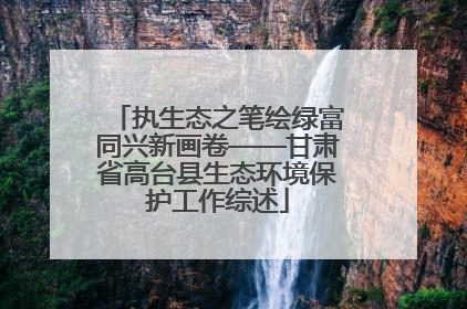 执生态之笔绘绿富同兴新画卷——甘肃省高台县生态环境保护工作综述