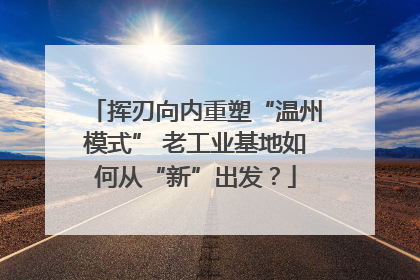 挥刃向内重塑“温州模式” 老工业基地如何从“新”出发？