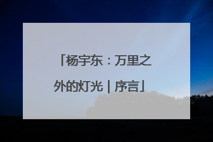 杨宇东：万里之外的灯光｜序言