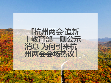 杭州两会·追新丨教育部一则公示消息 为何引来杭州两会会场热议