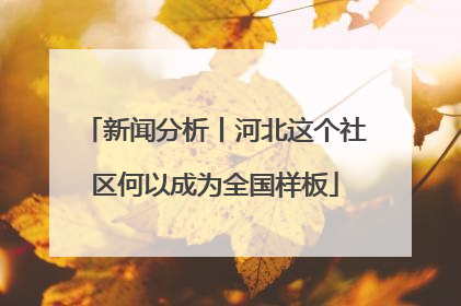 新闻分析丨河北这个社区何以成为全国样板