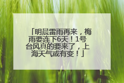 明晨雷雨再来，梅雨要连下6天！1号台风真的要来了，上海天气或有变！