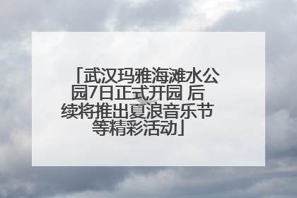 武汉玛雅海滩水公园7日正式开园 后续将推出夏浪音乐节等精彩活动
