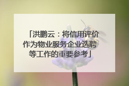 洪鹏云：将信用评价作为物业服务企业选聘等工作的重要参考