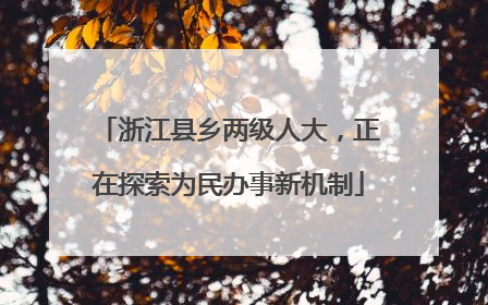 浙江县乡两级人大，正在探索为民办事新机制