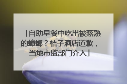 自助早餐中吃出被蒸熟的蟑螂？桔子酒店道歉，当地市监部门介入