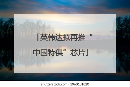 英伟达拟再推“中国特供”芯片
