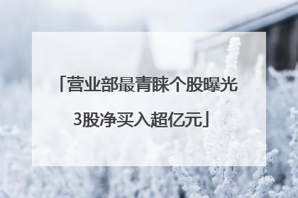 营业部最青睐个股曝光 3股净买入超亿元