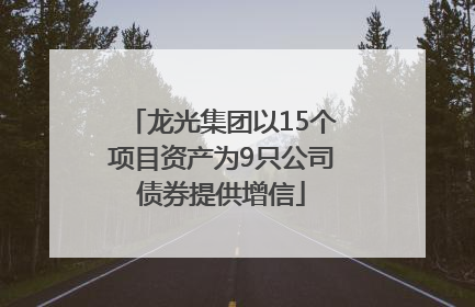 龙光集团以15个项目资产为9只公司债券提供增信