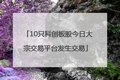 10只科创板股今日大宗交易平台发生交易